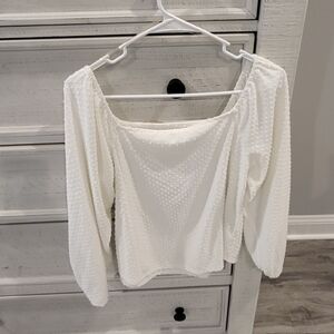 Women’s White Textured Off-Shoulder Blouse
